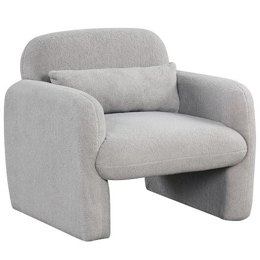 Modern Accent Chair with Waist Pillow and Armrests for Living Room Bedroom-Beige-4