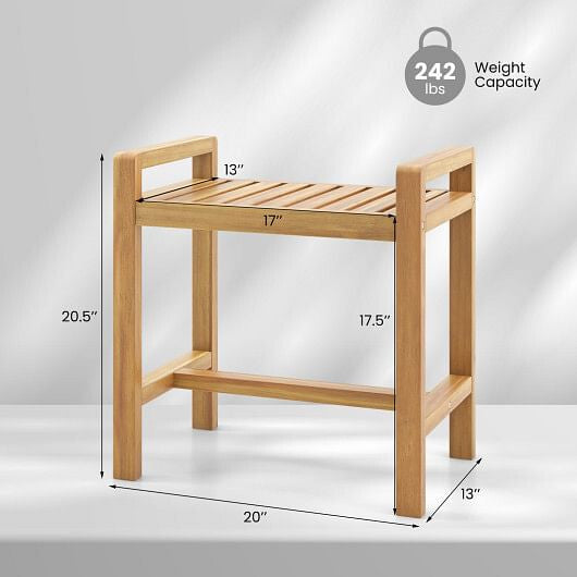 Teak Wood Shower Bench for Inside Shower Shaving Legs-3