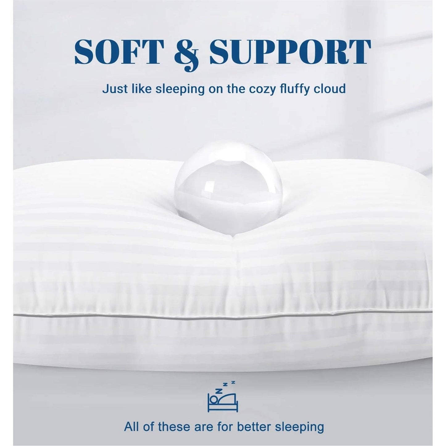 Set of 2 Machine Washable Down Alternative Bed Pillow with Cotton Cover - Queen-4