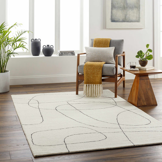 Deniz Modern Off-White Wool Rug-1