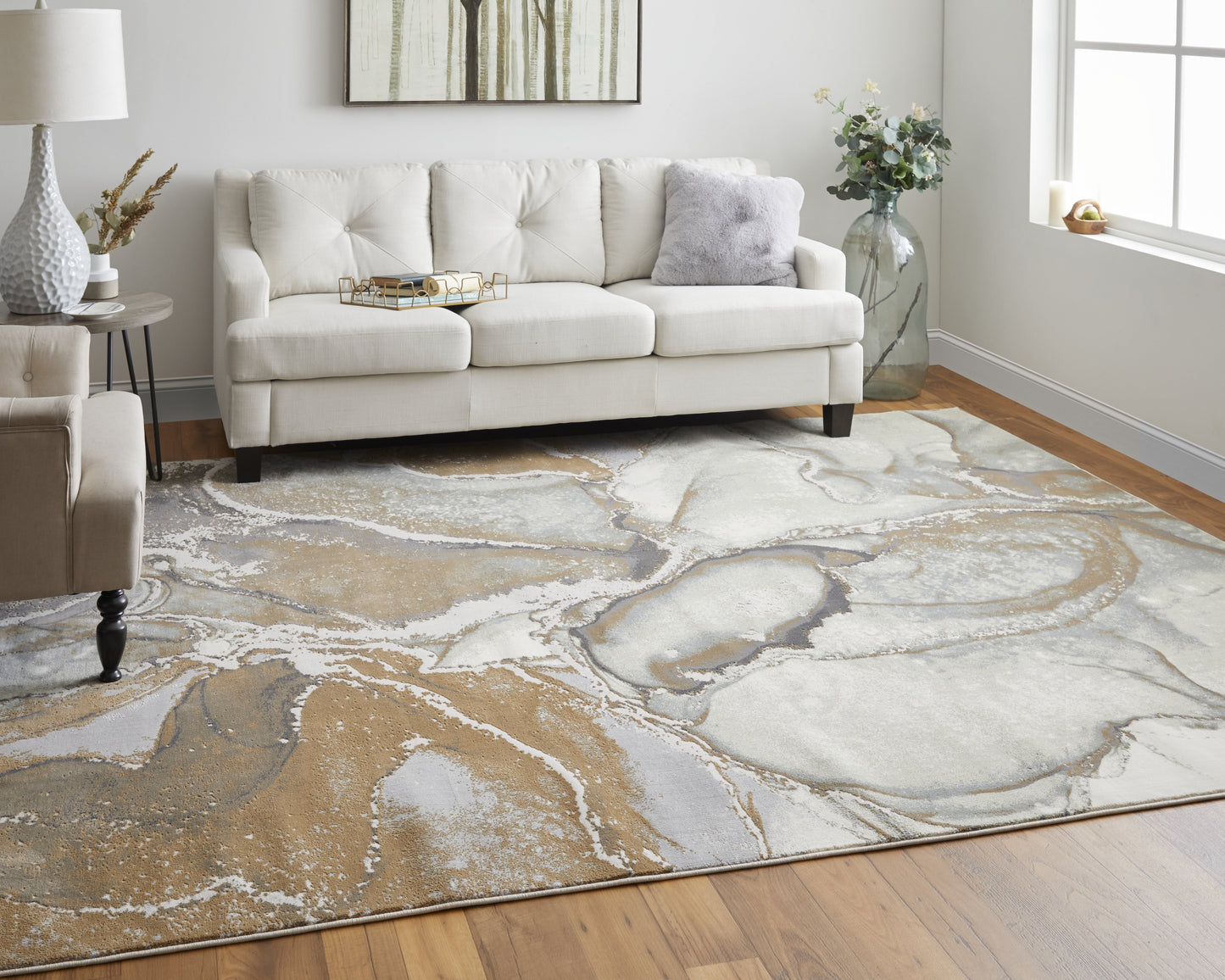 Clio Modern Abstract - Gray/Brown Area Rug-1