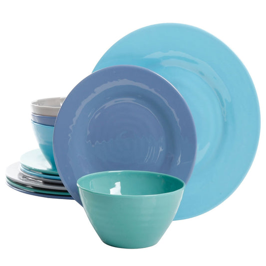 Gibson Home Brist 12 Piece Dinnerware Set in 4 Assorted Colors-0