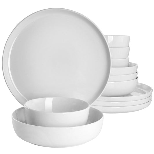 Gibson Home Avisala 12 Piece Fine Ceramic Dinnerware Set in White-0