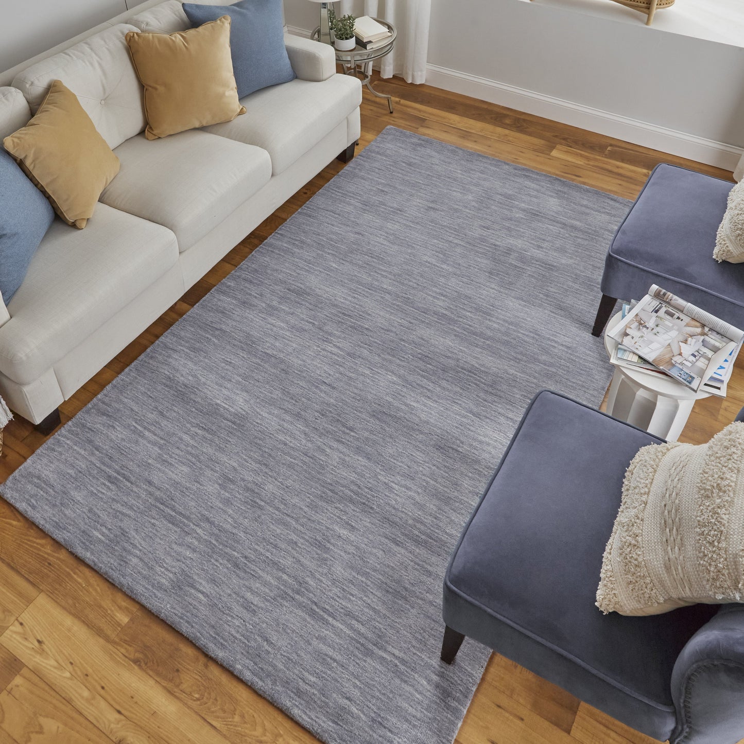 Luna Modern Solid - Gray/Blue Area Rug-2