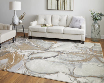 Clio Modern Abstract - Gray/Brown Area Rug-3