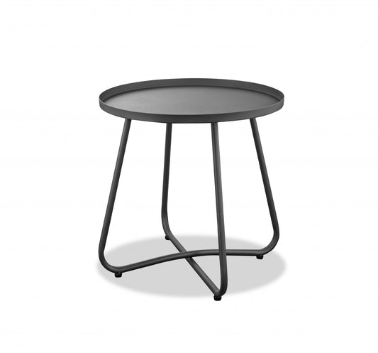 18" Gray Rounded Aluminum Outdoor Side Table-1