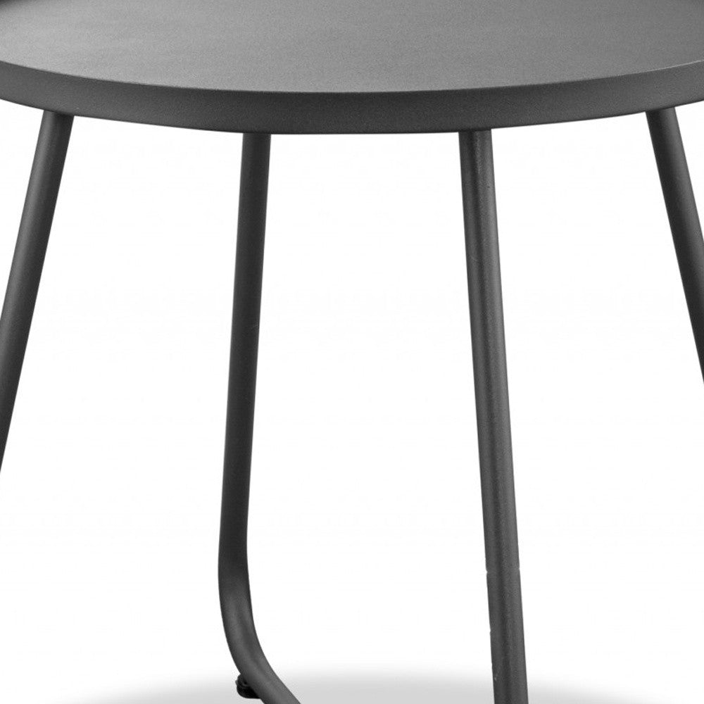 18" Gray Rounded Aluminum Outdoor Side Table-2