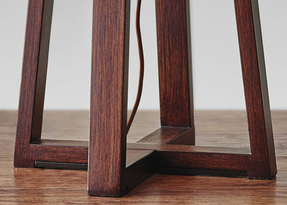 Walnut Wood Finish Linen Fabric Shade Table Lamp-6
