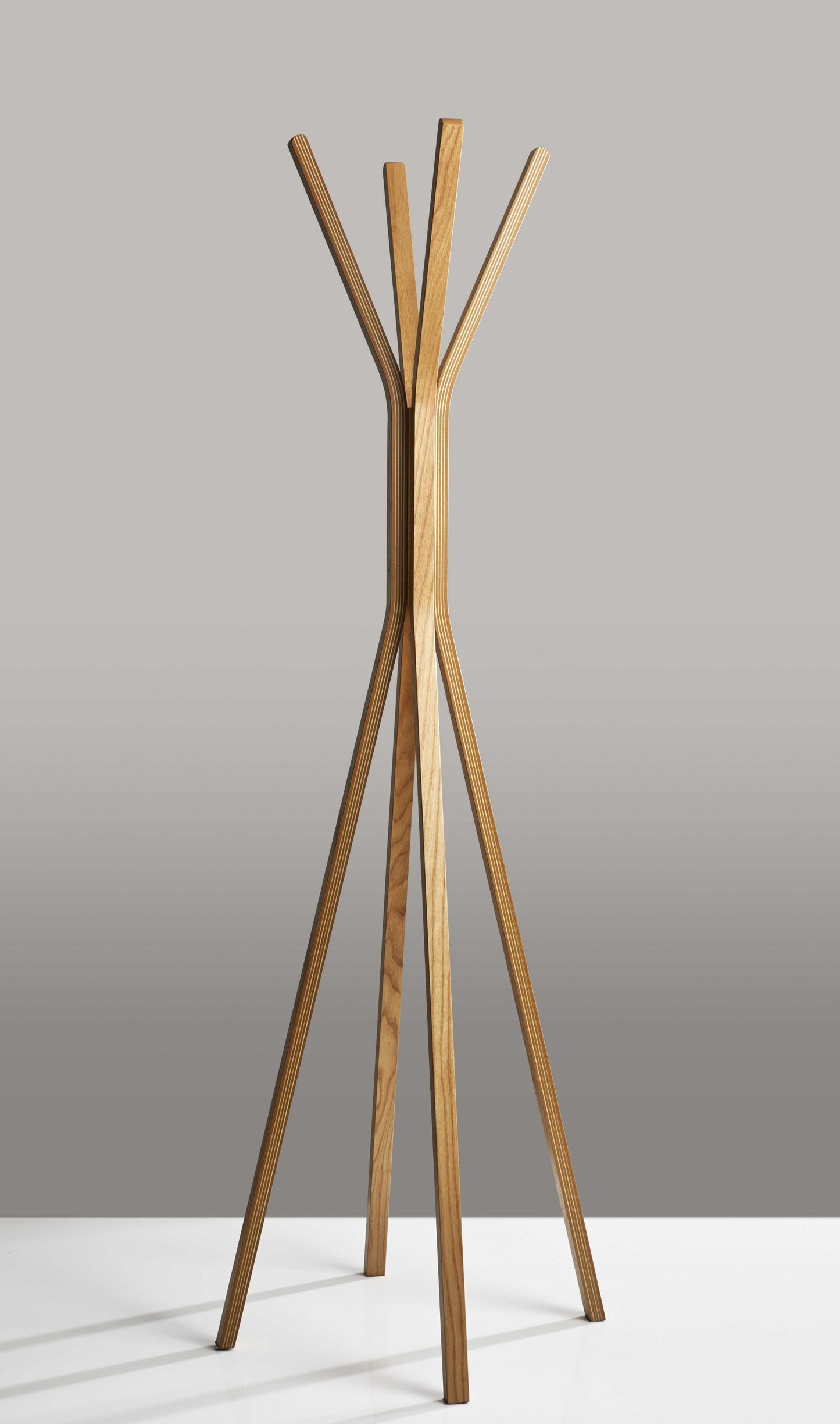 68" Natural Modern Wood Coat Tree Rack-8