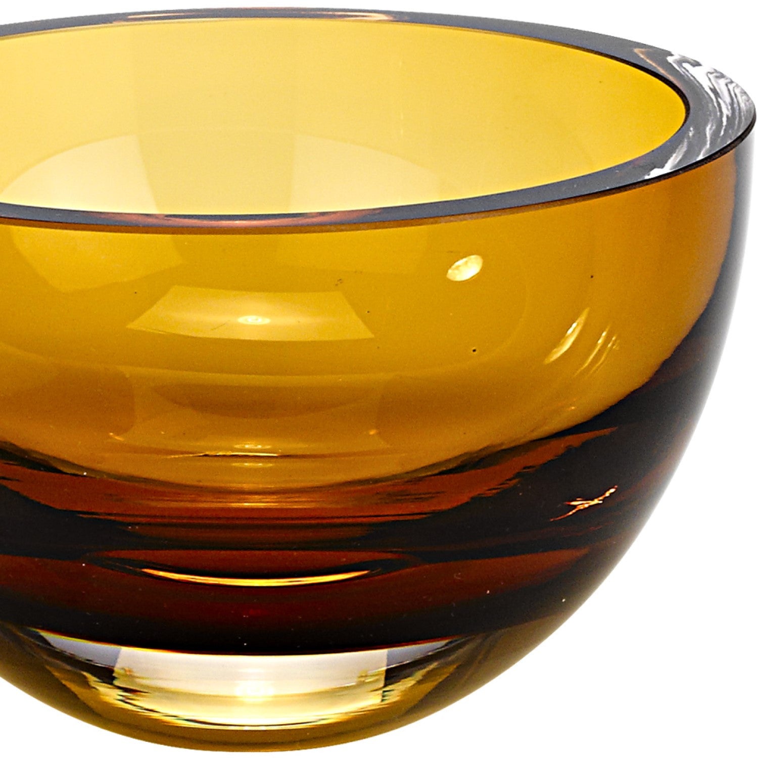 6" Amber Mouth Blown Crystal Thick Walled Bowl-3