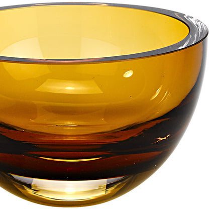 6" Amber Mouth Blown Crystal Thick Walled Bowl-3