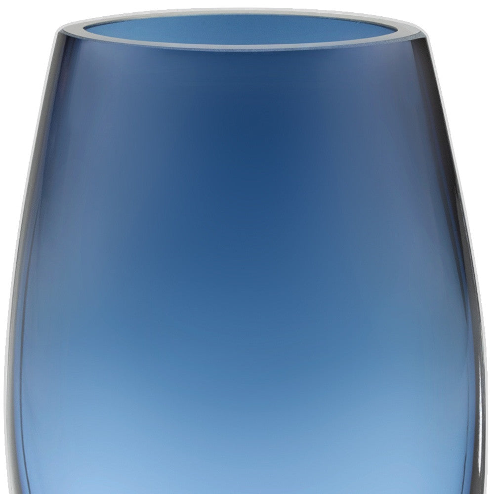8" Midnight Blue And Clear Oval Lead Free Crystal Table Vase-3