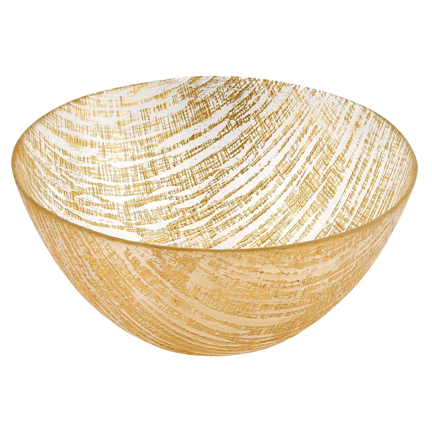 8 Hand Crafted Glass Gold Accent Salad Or Serving Bowl-0