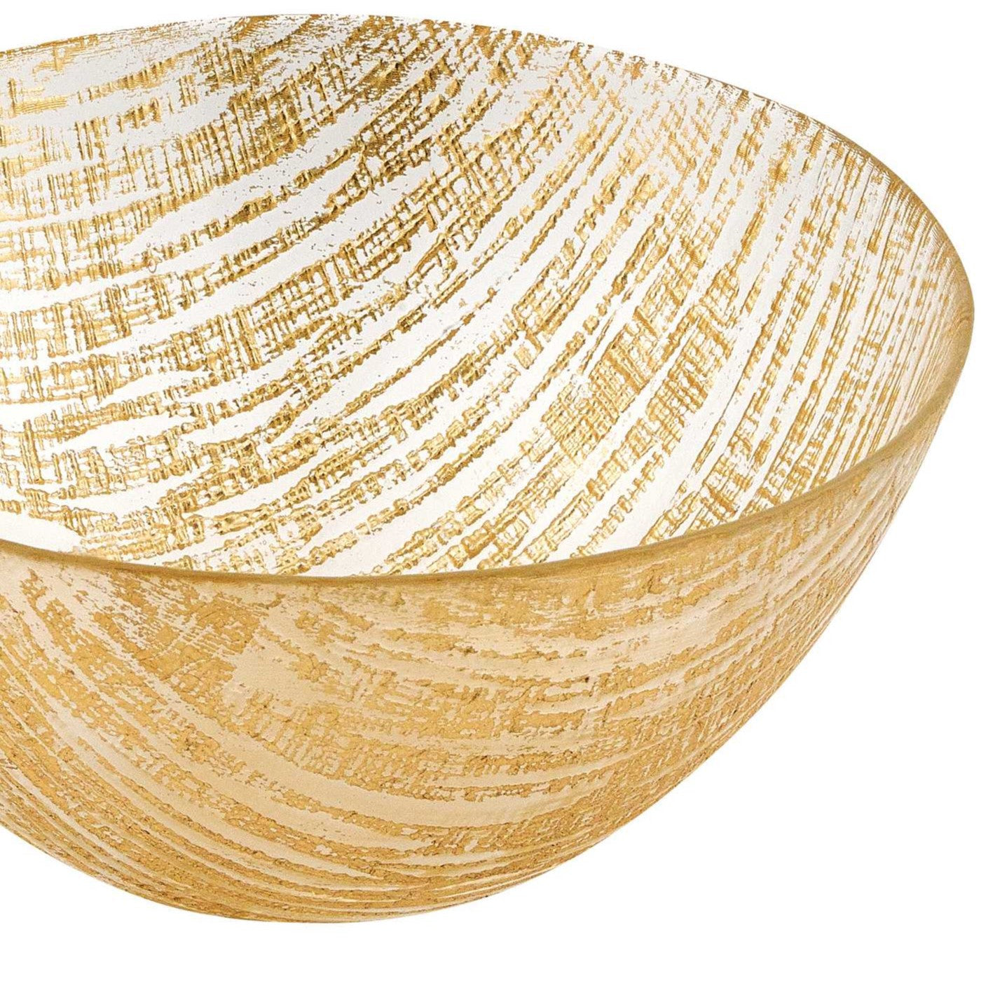 8 Hand Crafted Glass Gold Accent Salad Or Serving Bowl-1