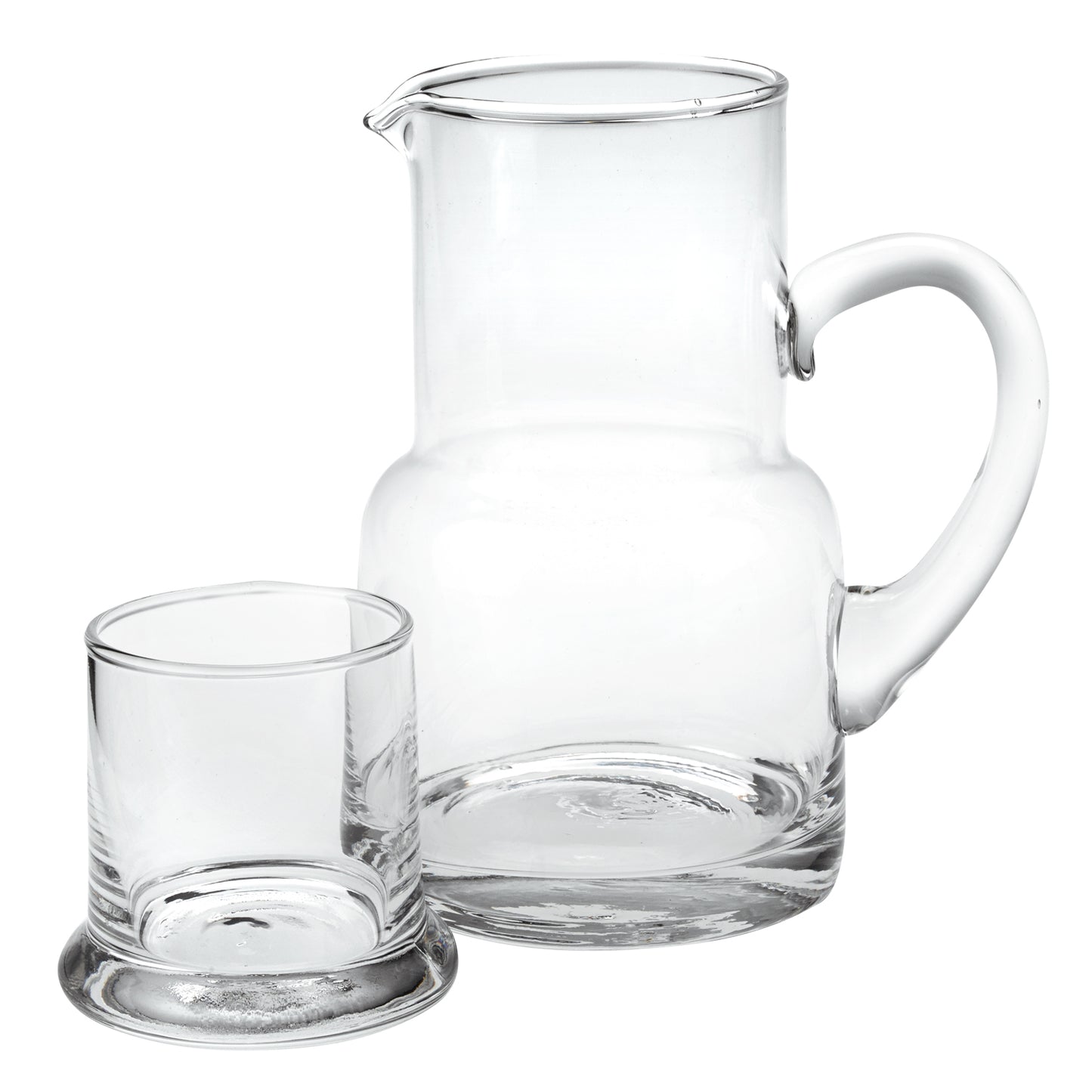 Set of Two Clear Crystal Glass Stemless Carafe And Drinking Glass-1