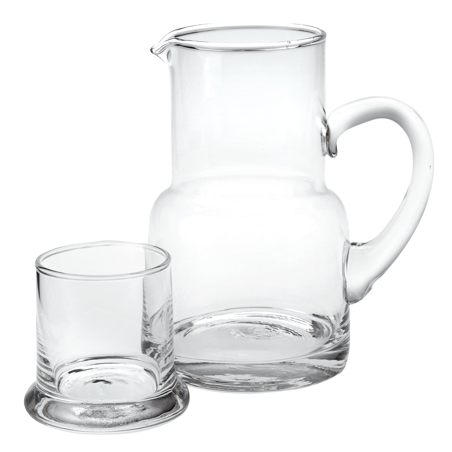 Set of Two Clear Crystal Glass Stemless Carafe And Drinking Glass-1