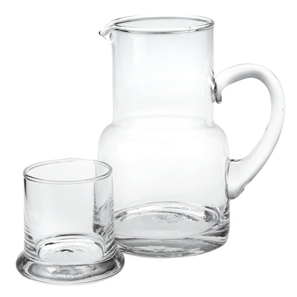 Set of Two Clear Crystal Glass Stemless Carafe And Drinking Glass-1