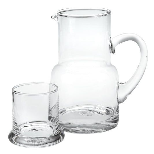 Set of Two Clear Crystal Glass Stemless Carafe And Drinking Glass-1