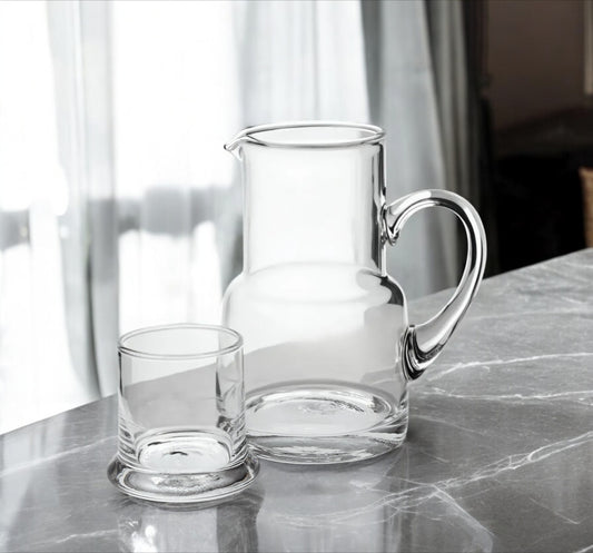 Set of Two Clear Crystal Glass Stemless Carafe And Drinking Glass-0