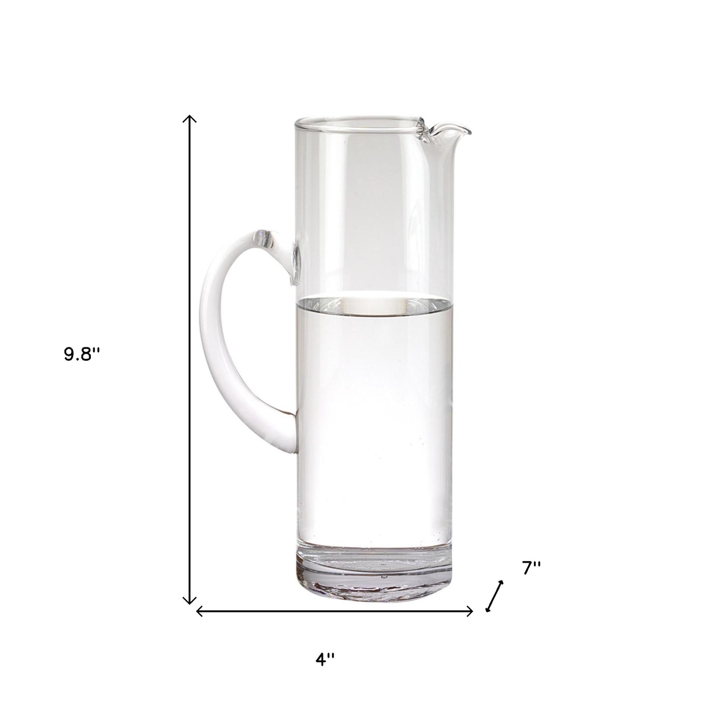 10" Clear Mouth Blown Lead Free Crystal Glass Pitcher-5