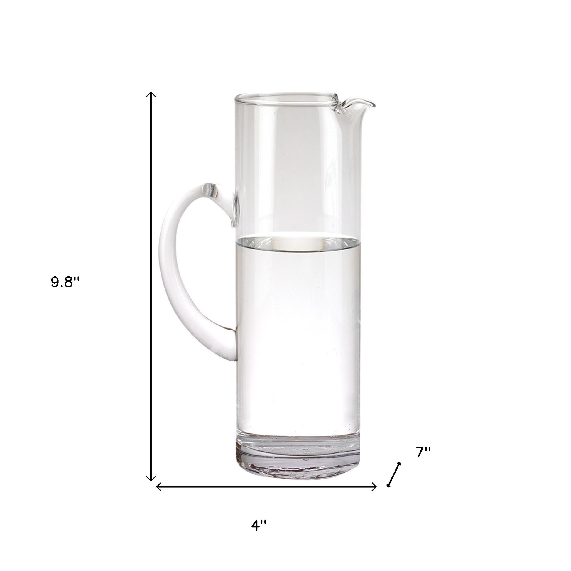 10" Clear Mouth Blown Lead Free Crystal Glass Pitcher-5
