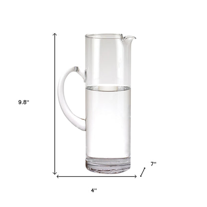 10" Clear Mouth Blown Lead Free Crystal Glass Pitcher-5