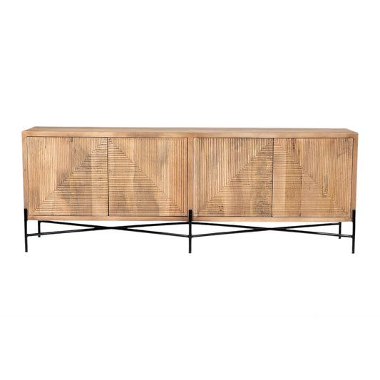 78" Brown Solid Wood Sideboard with Four Doors-1