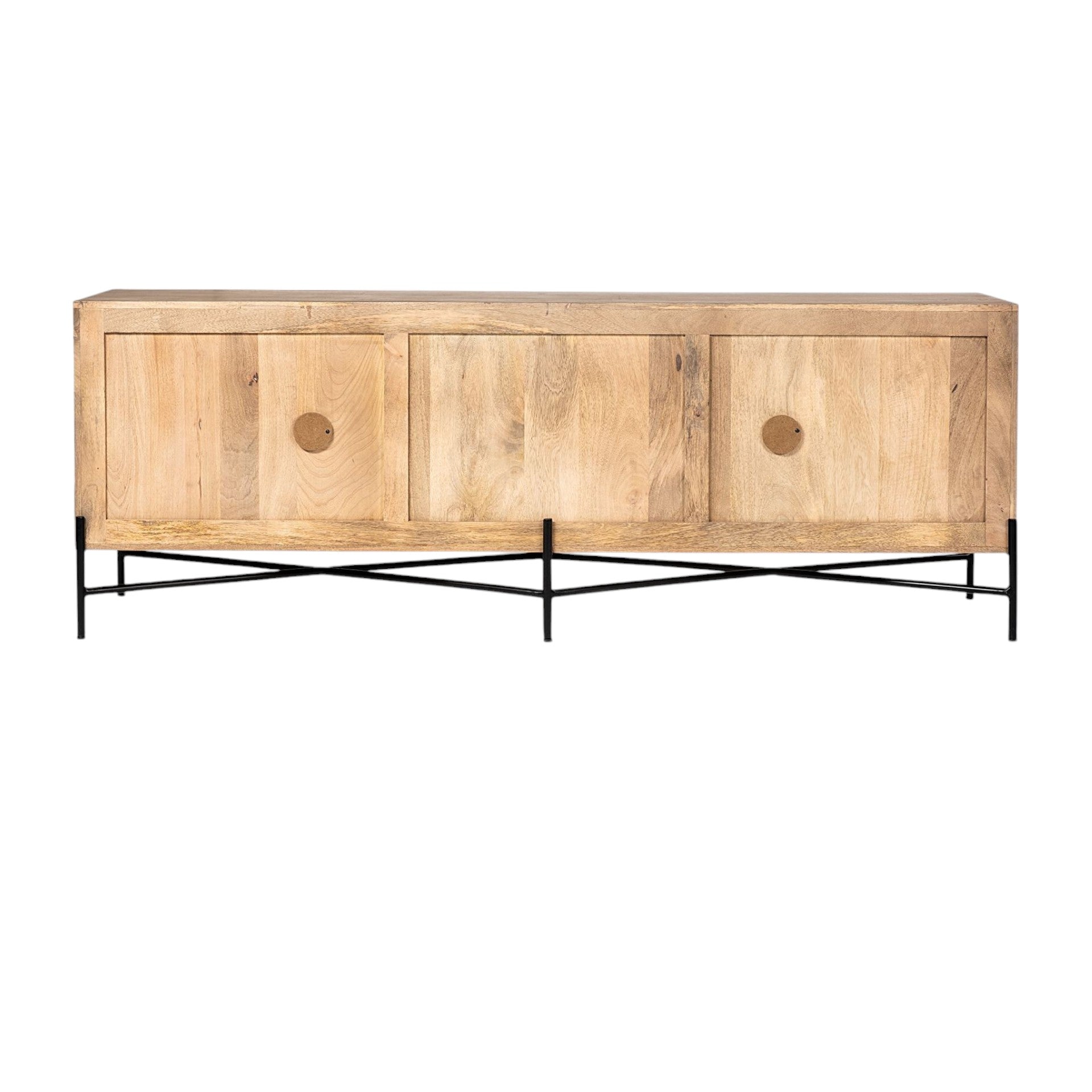 78" Brown Solid Wood Sideboard with Four Doors-3