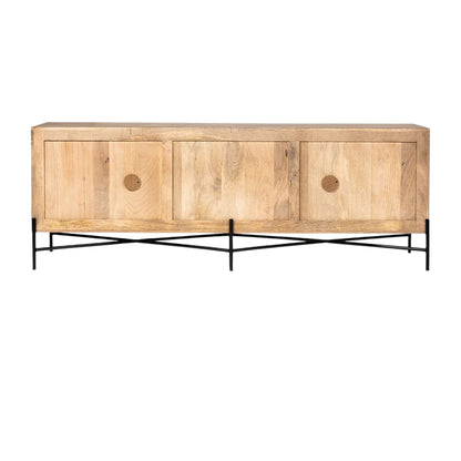 78" Brown Solid Wood Sideboard with Four Doors-3