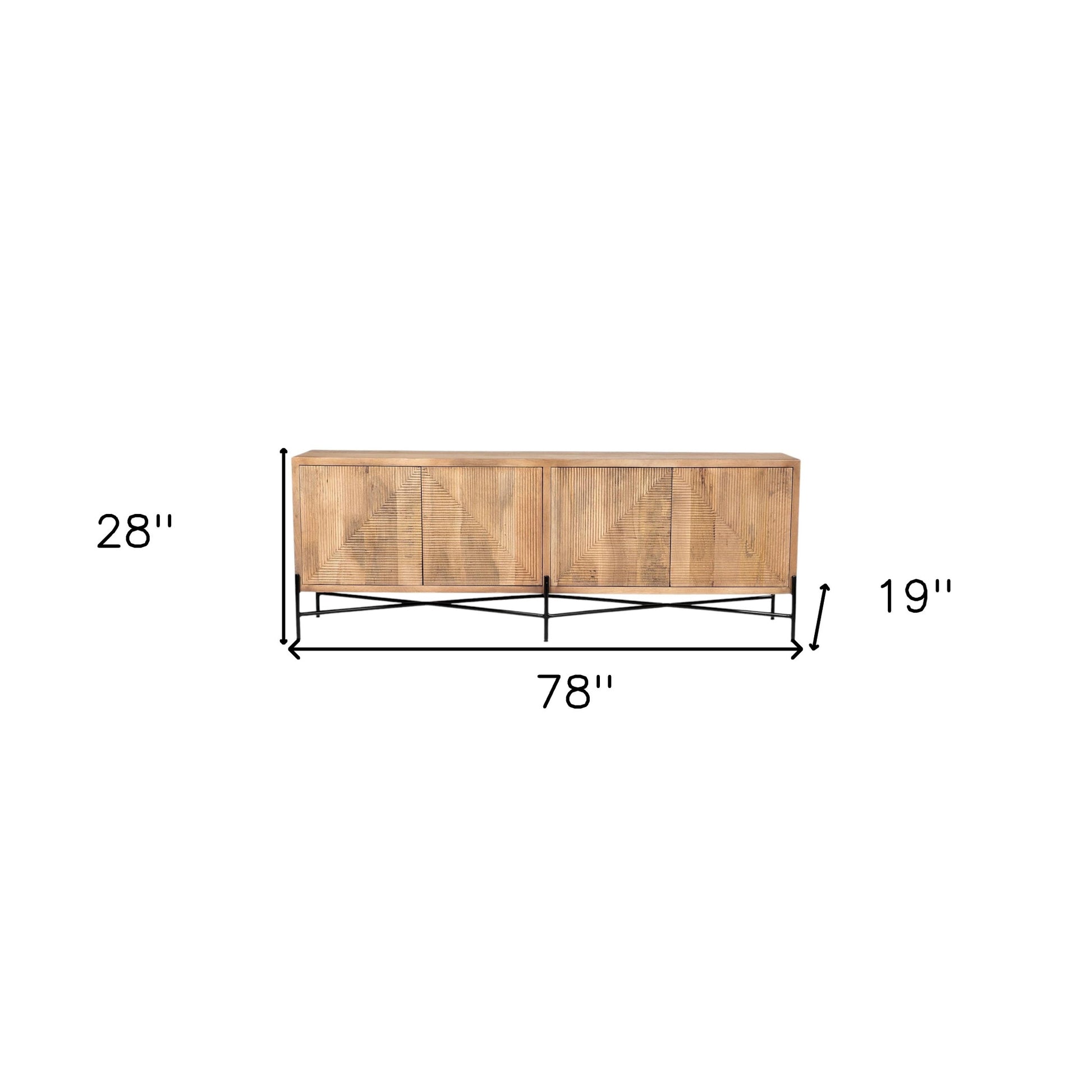 78" Brown Solid Wood Sideboard with Four Doors-8