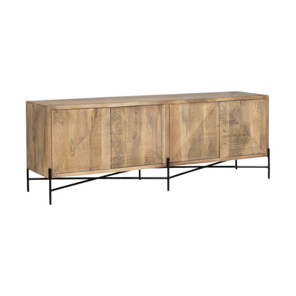 78" Brown Solid Wood Sideboard with Four Doors-2