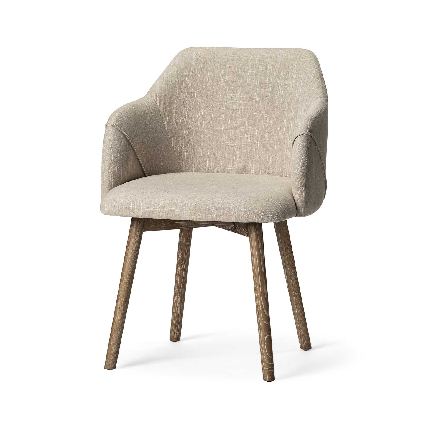 Cream and Brown Upholstered Fabric Dining Arm Chair-1