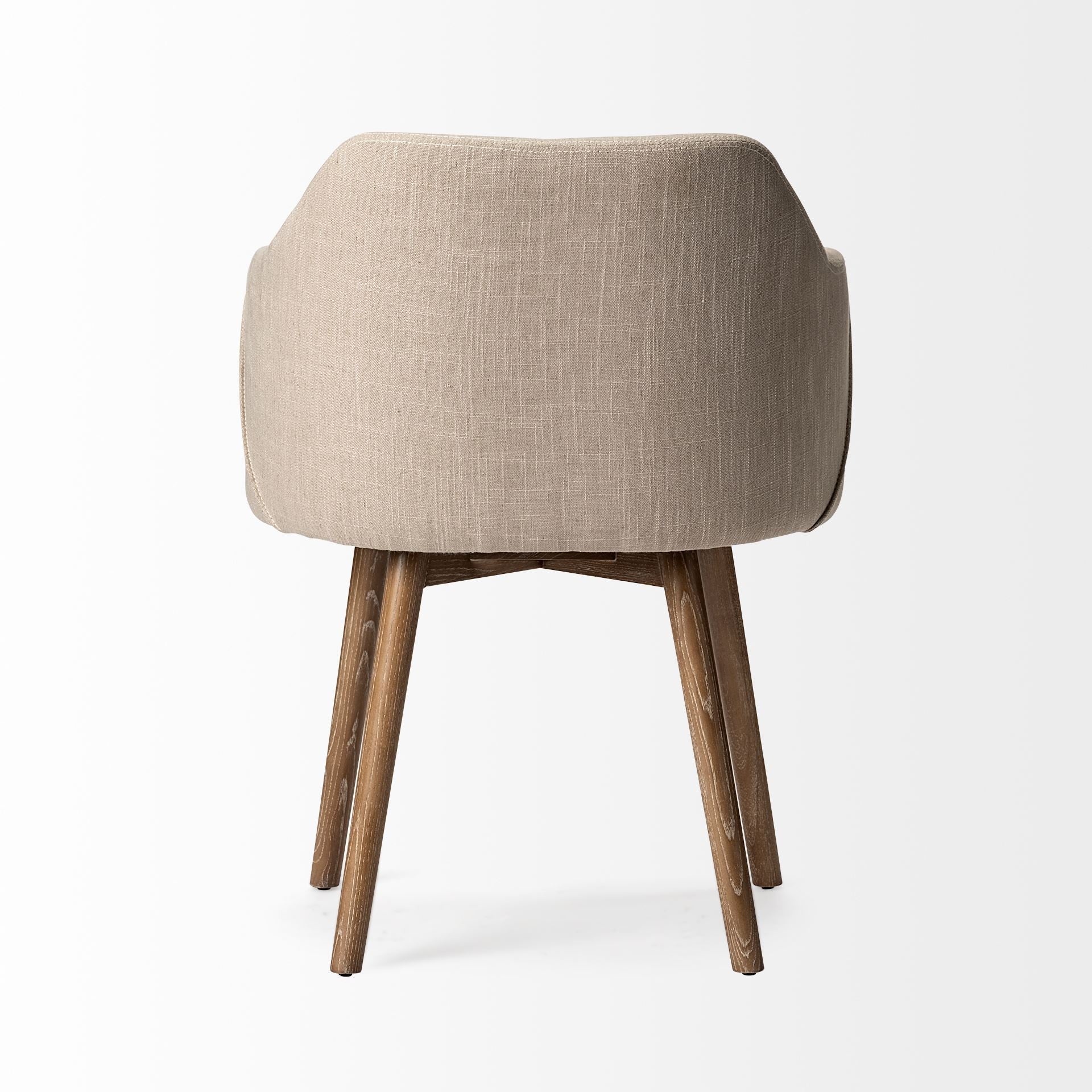 Cream and Brown Upholstered Fabric Dining Arm Chair-4