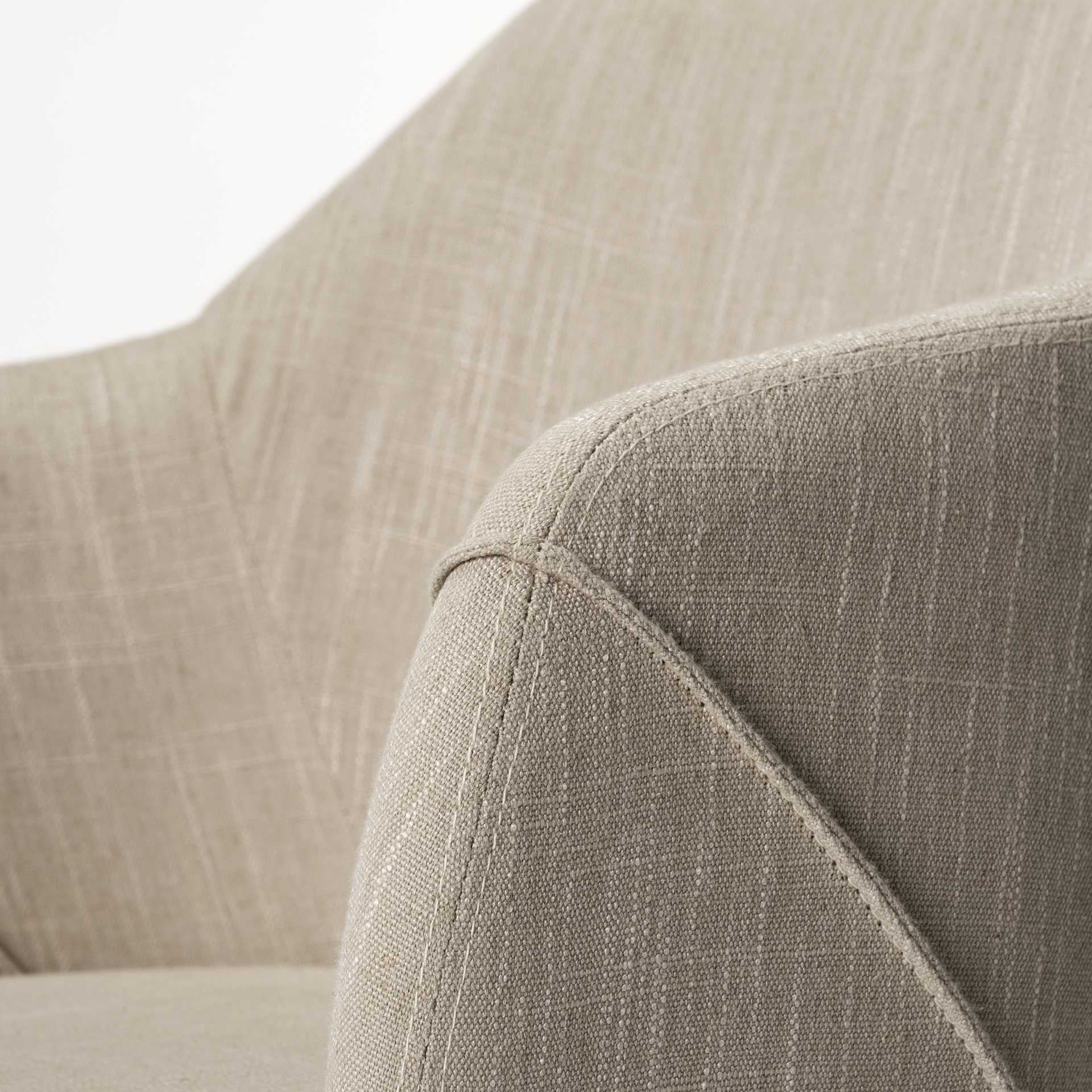 Cream and Brown Upholstered Fabric Dining Arm Chair-6