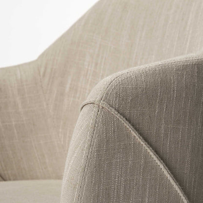 Cream and Brown Upholstered Fabric Dining Arm Chair-6