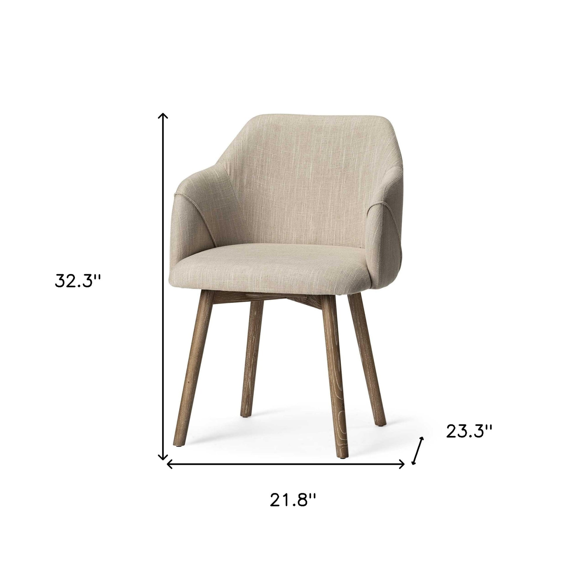 Cream and Brown Upholstered Fabric Dining Arm Chair-7