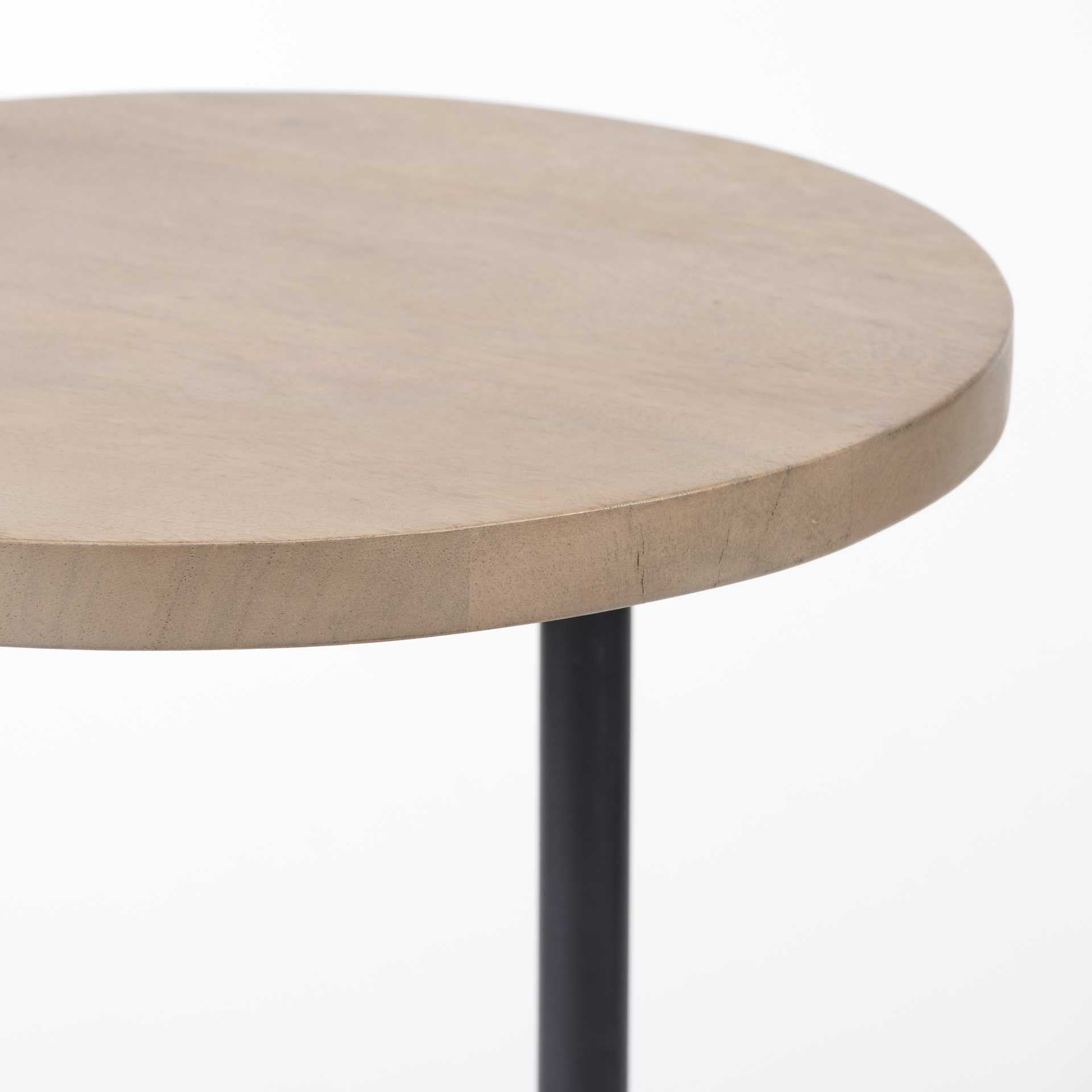 15" Natural and Black Solid Wood and Metal-5