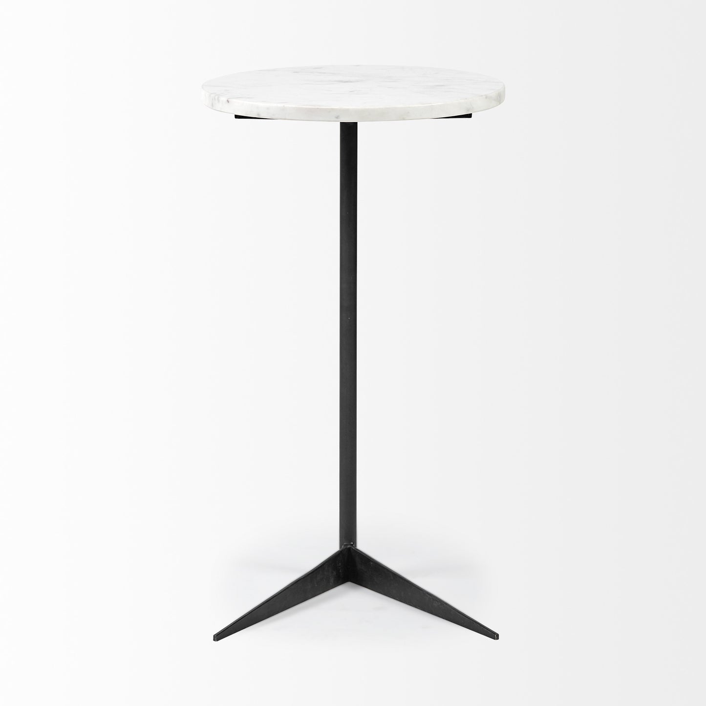 27" Black And White Marble Round End Table-2