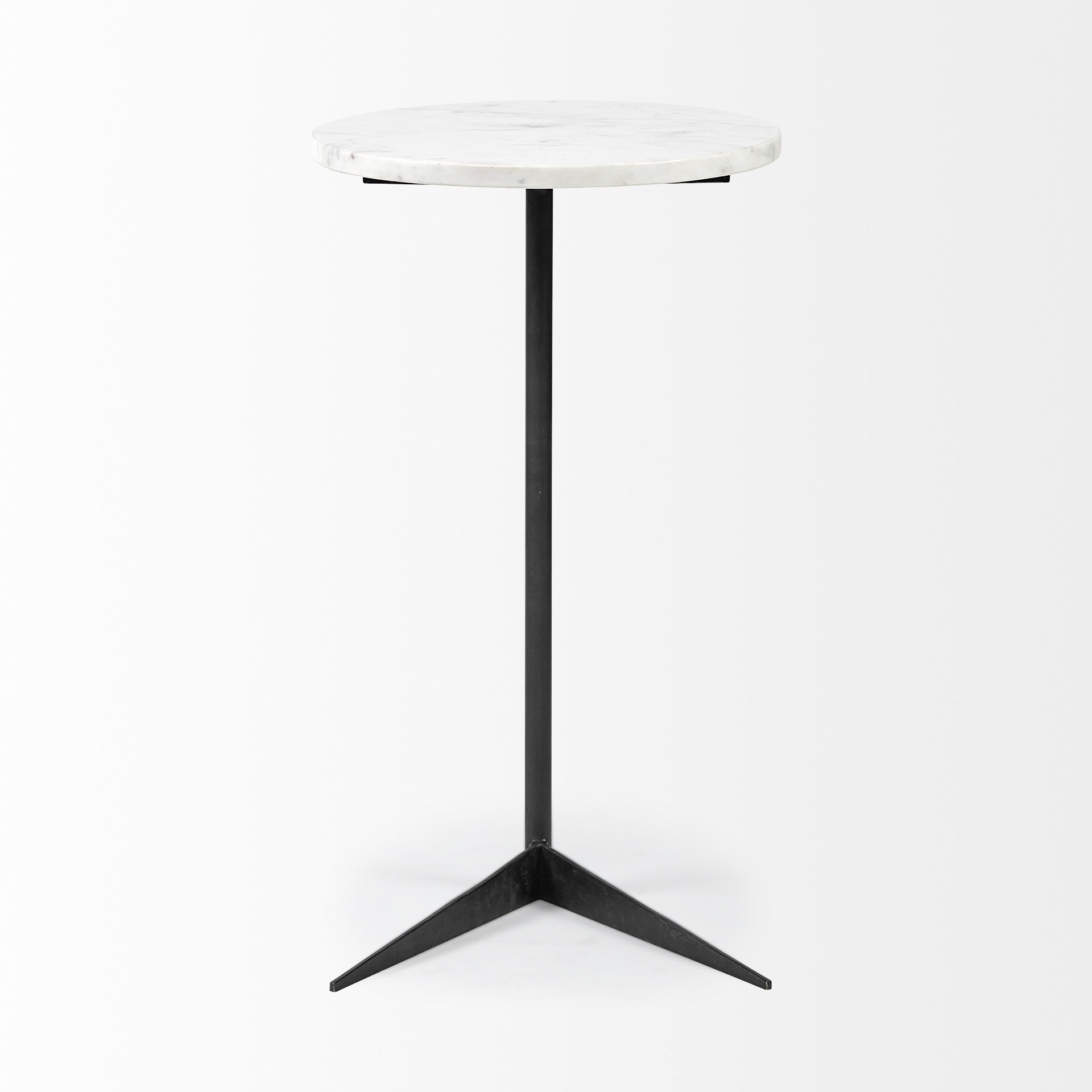 27" Black And White Marble Round End Table-2