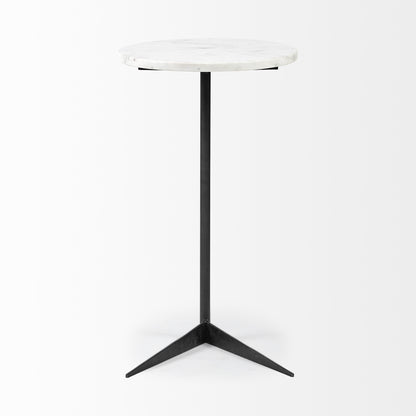27" Black And White Marble Round End Table-2