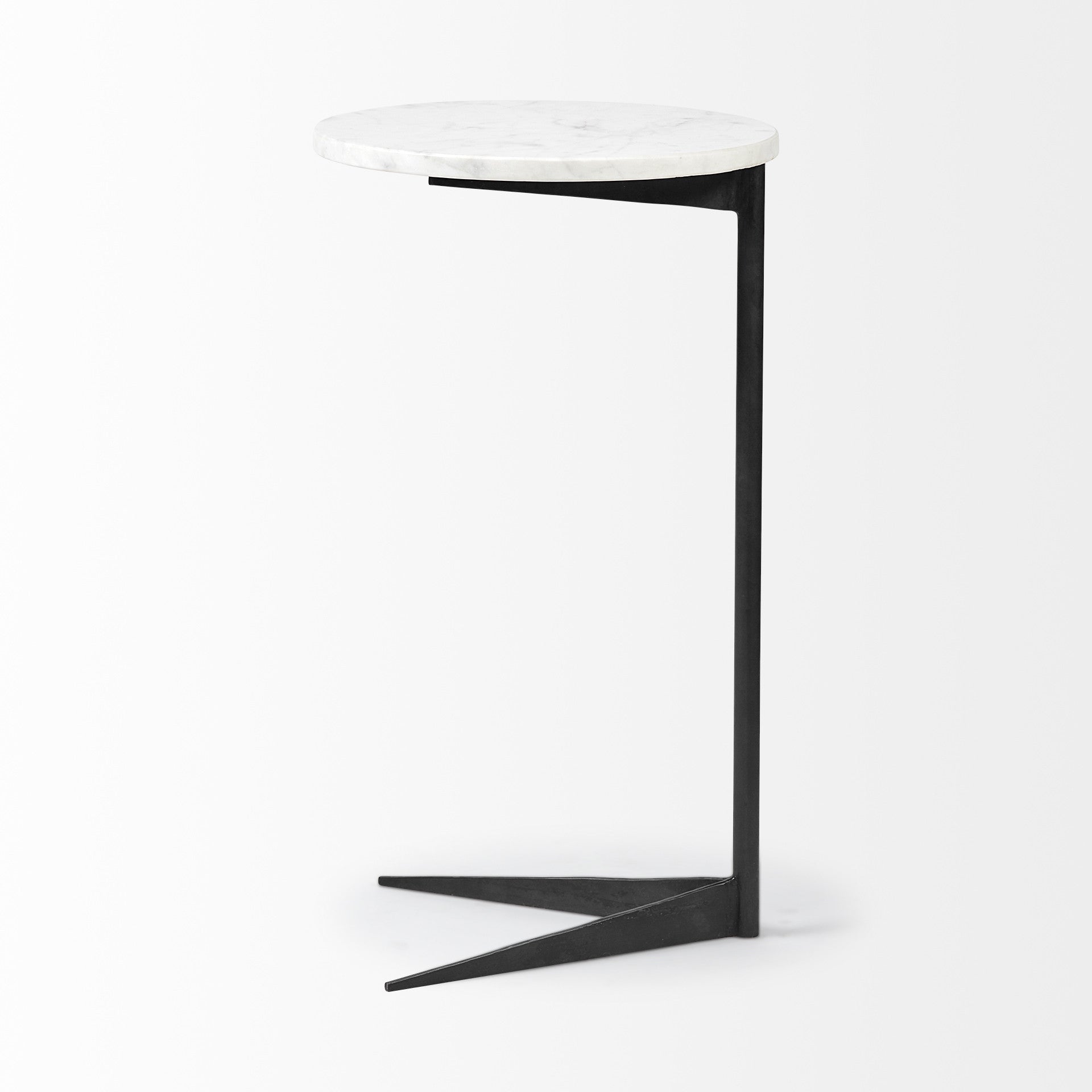 27" Black And White Marble Round End Table-3