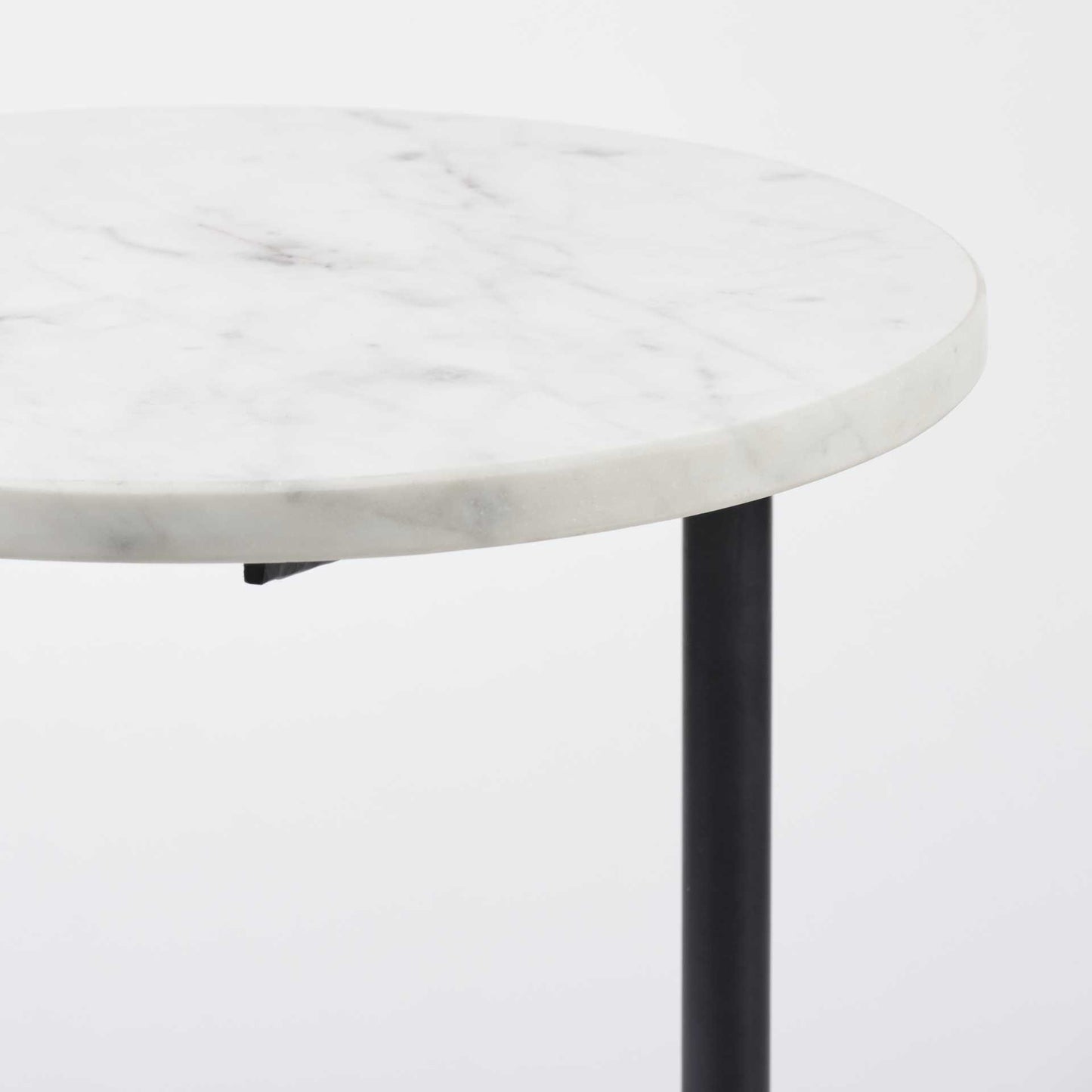 27" Black And White Marble Round End Table-5