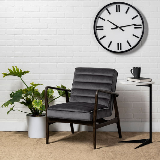 27" Black And White Marble Round End Table-8