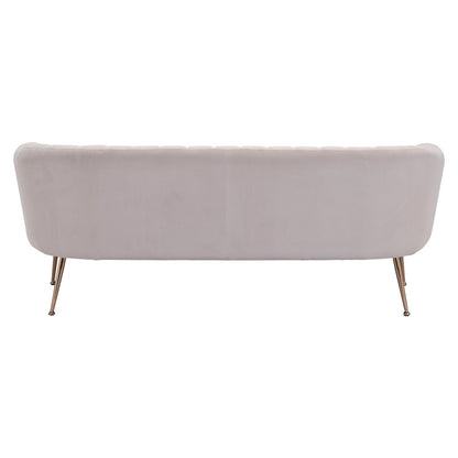 70" Beige Velvet Sofa With Gold Legs-3