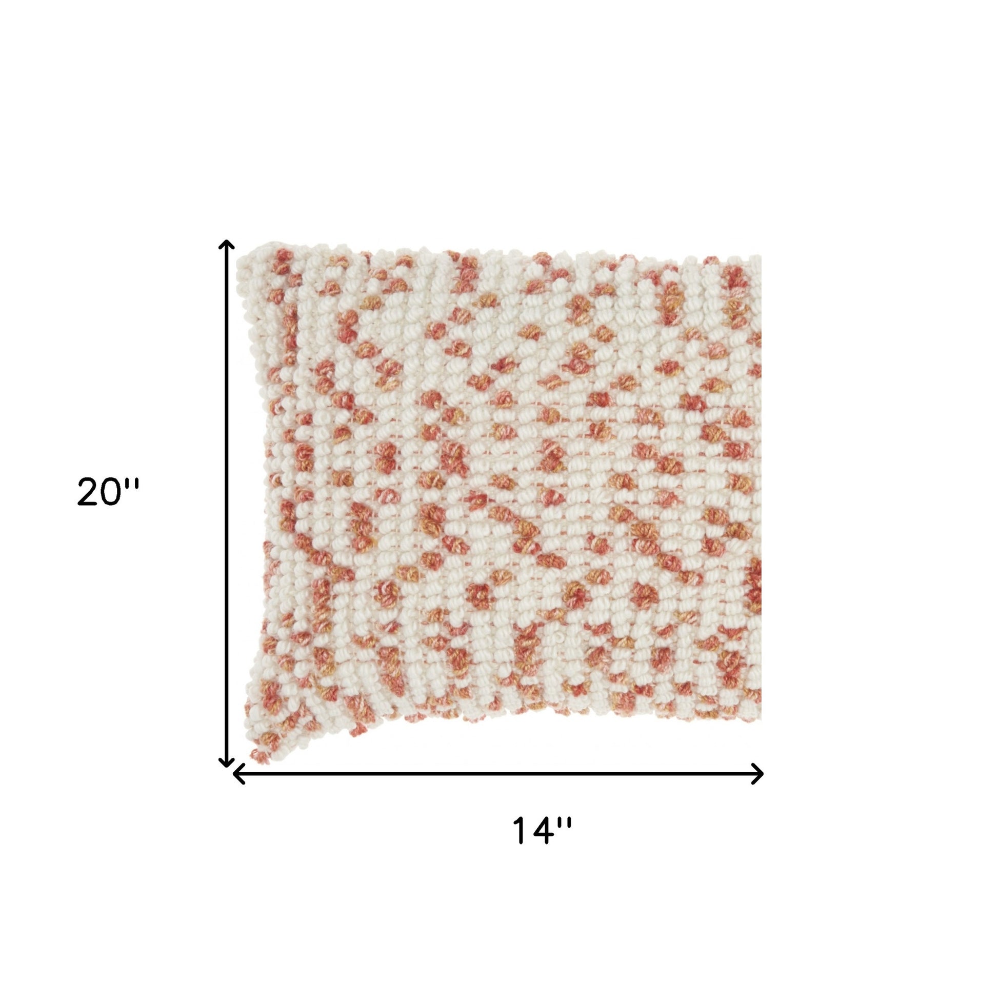 14" X 20" Coral and Beige Ribbed Indoor Outdoor Throw Pillow With Texture-3
