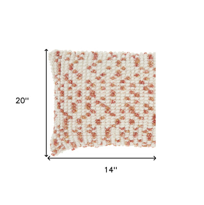 14" X 20" Coral and Beige Ribbed Indoor Outdoor Throw Pillow With Texture-3