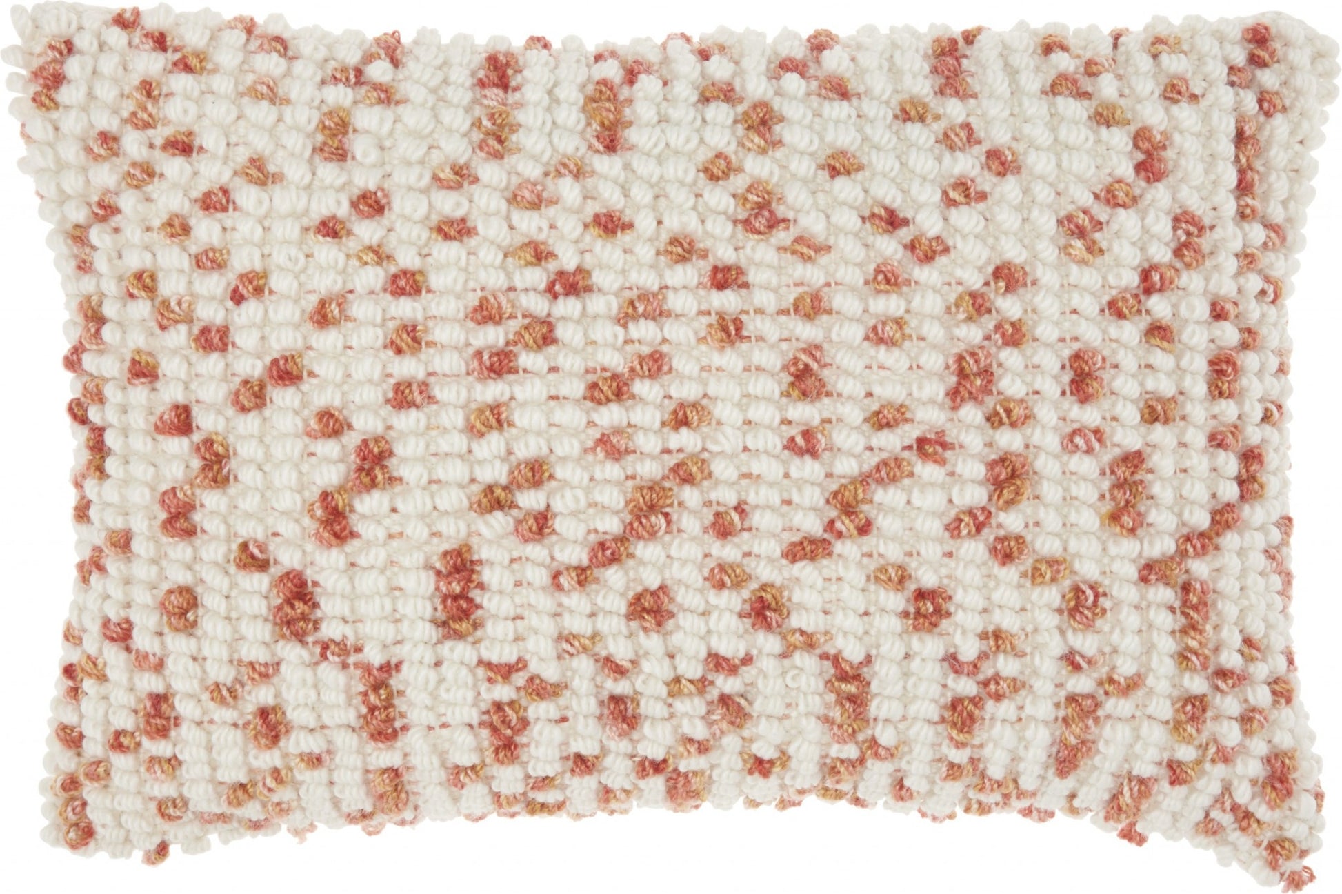 14" X 20" Coral and Beige Ribbed Indoor Outdoor Throw Pillow With Texture-2