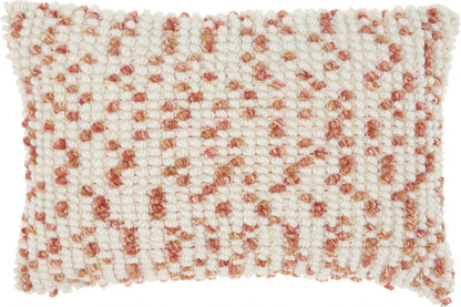 14" X 20" Coral and Beige Ribbed Indoor Outdoor Throw Pillow With Texture-2