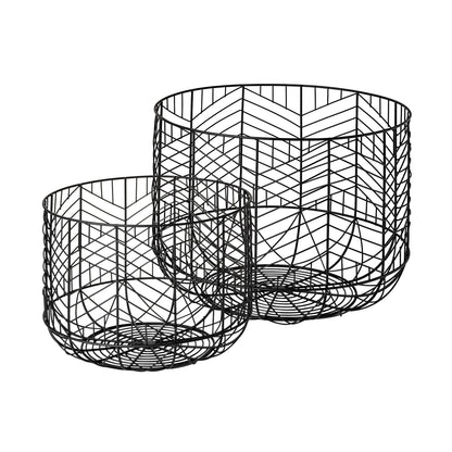 Set of Two Black Metal Tabletop Sculpture-1