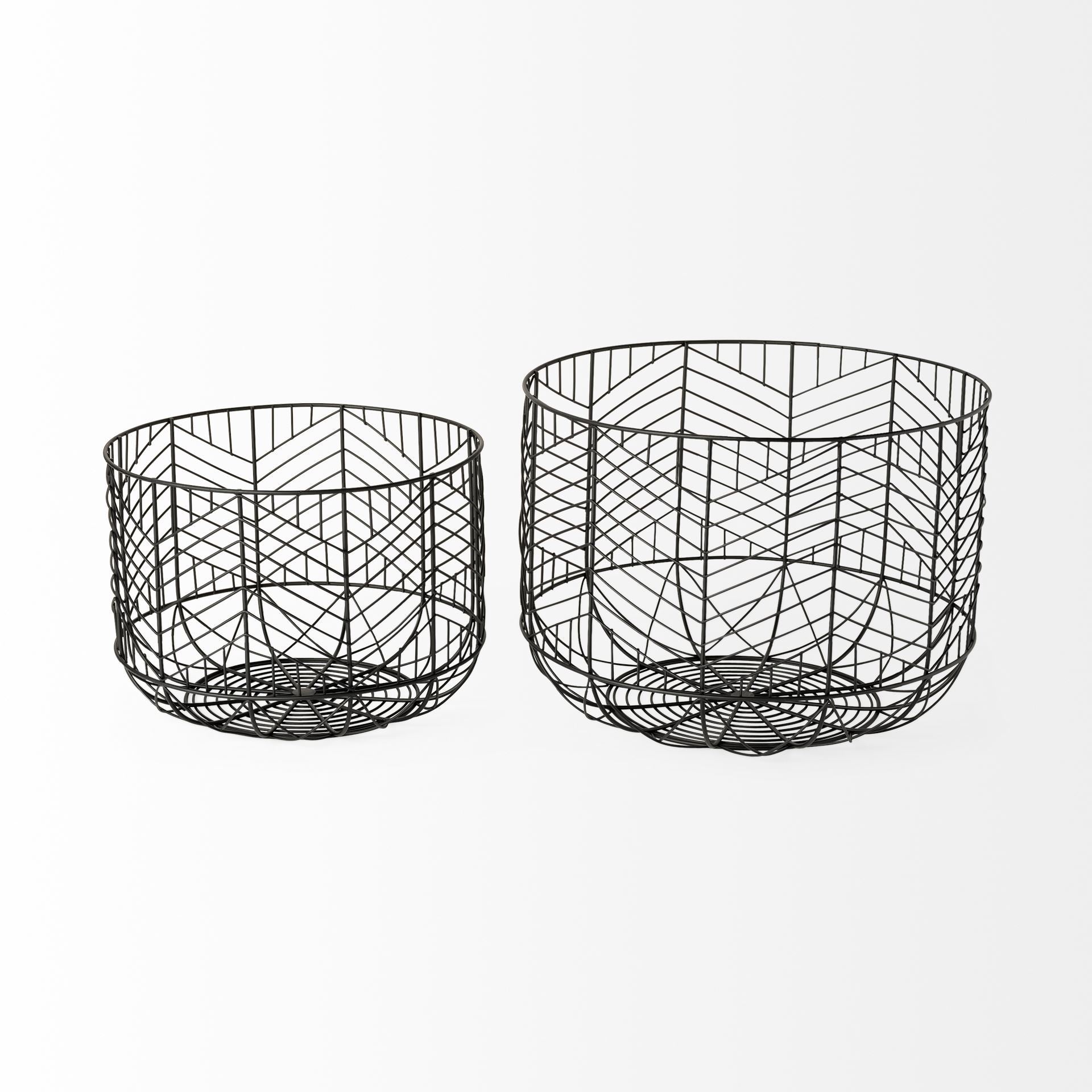 Set of Two Black Metal Tabletop Sculpture-3